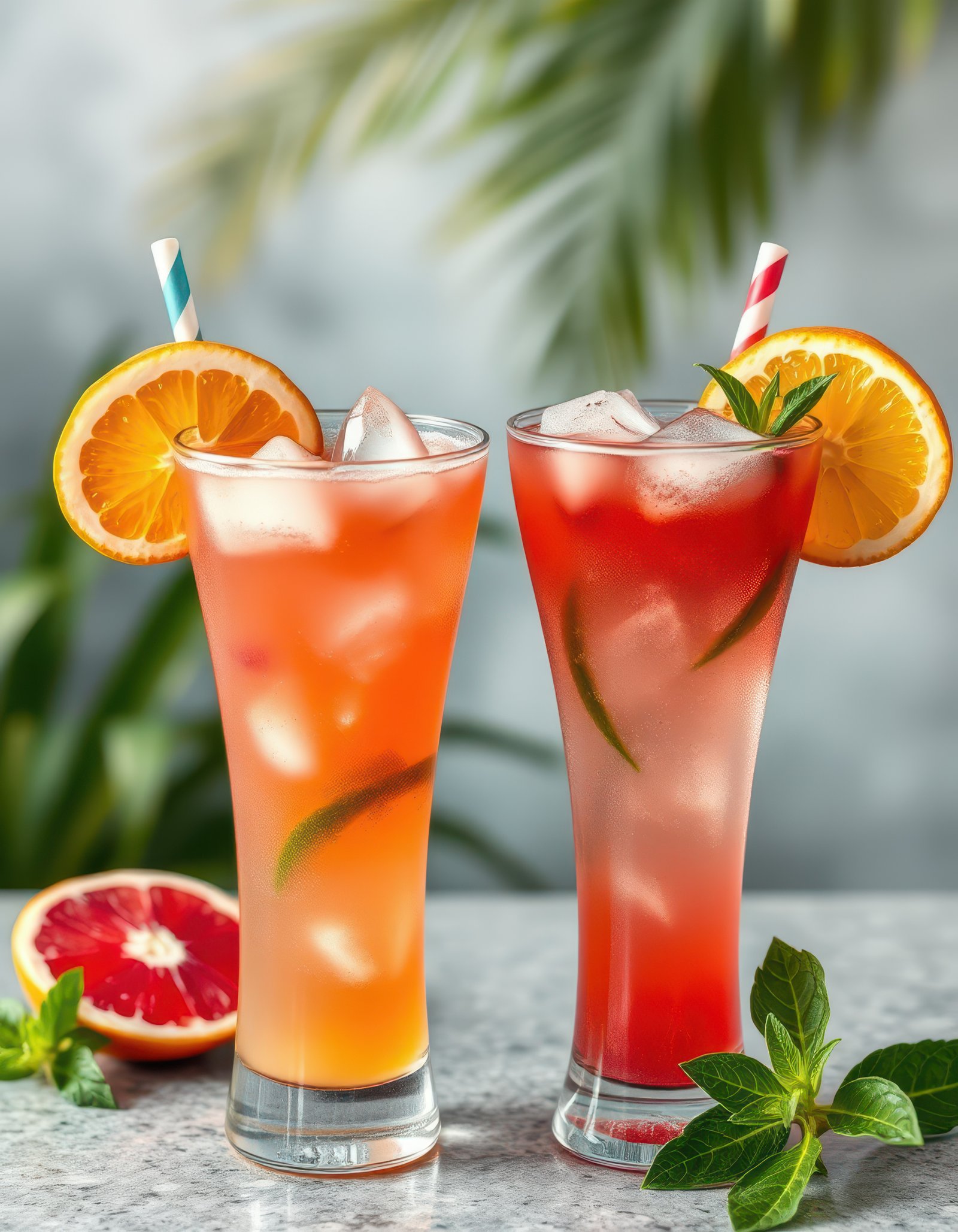 Refreshing summer cocktails with citrus garnishes in a vibrant setting
